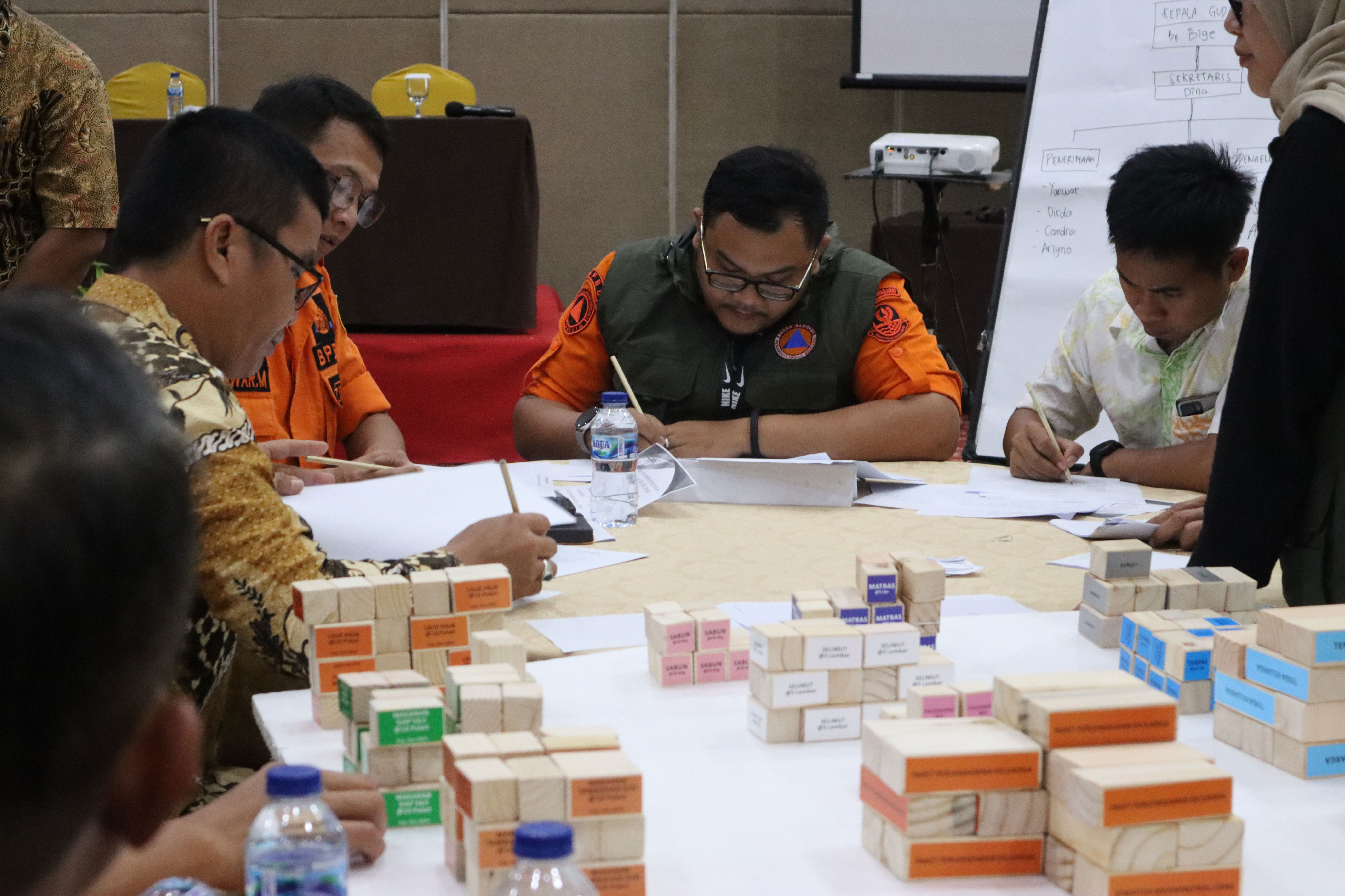 Para peserta terdiri dari 17 perwakilan BPBD Provinsi yang menerima materi dan praktek manajemen pergudangan (7/6).